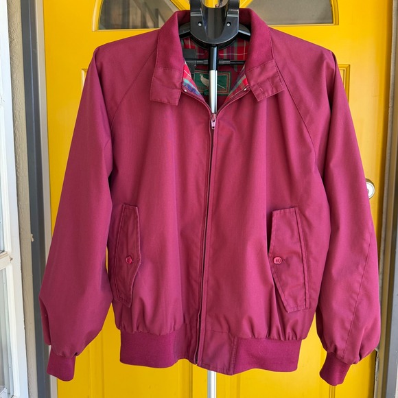 Field & Stream Other - Vintage Field & Stream Burgundy Harrington Jacket Plaid Lined Bomber Mens Medium